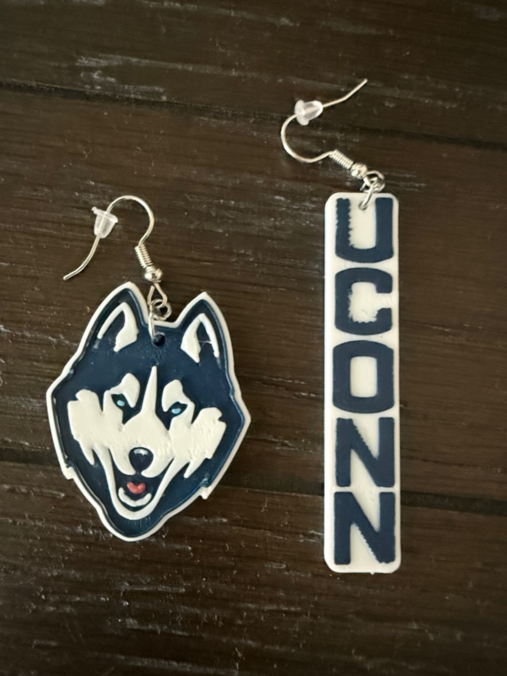 UConn Huskies Navy & White Dangle Earrings